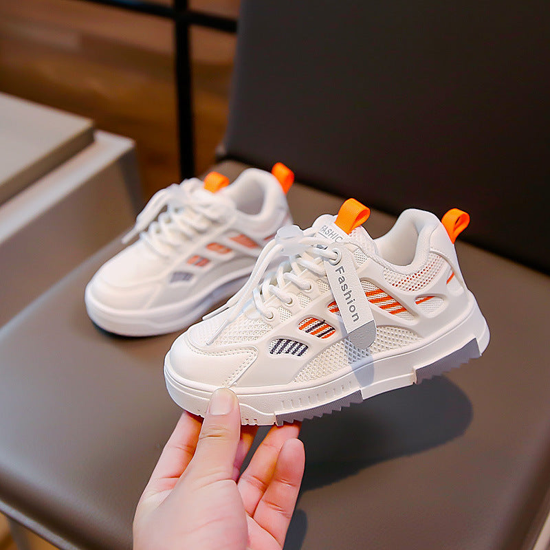 Fashion Children's Breathable Mesh Shoes Medium And Large Children's Sneakers Boys White Shoes (Available)