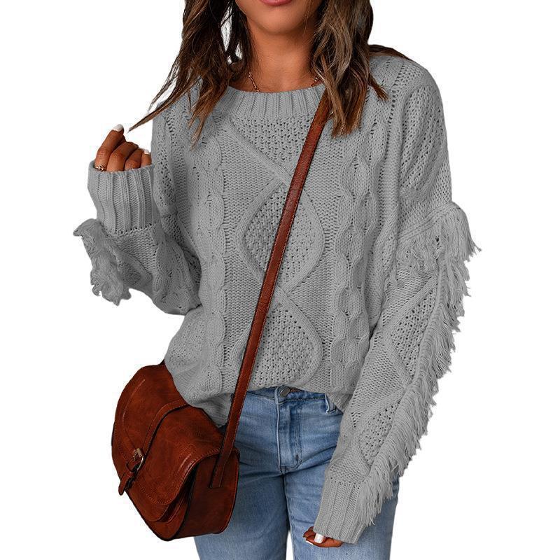 Fashion Pullover Round Neck Knitted Sweater For Women