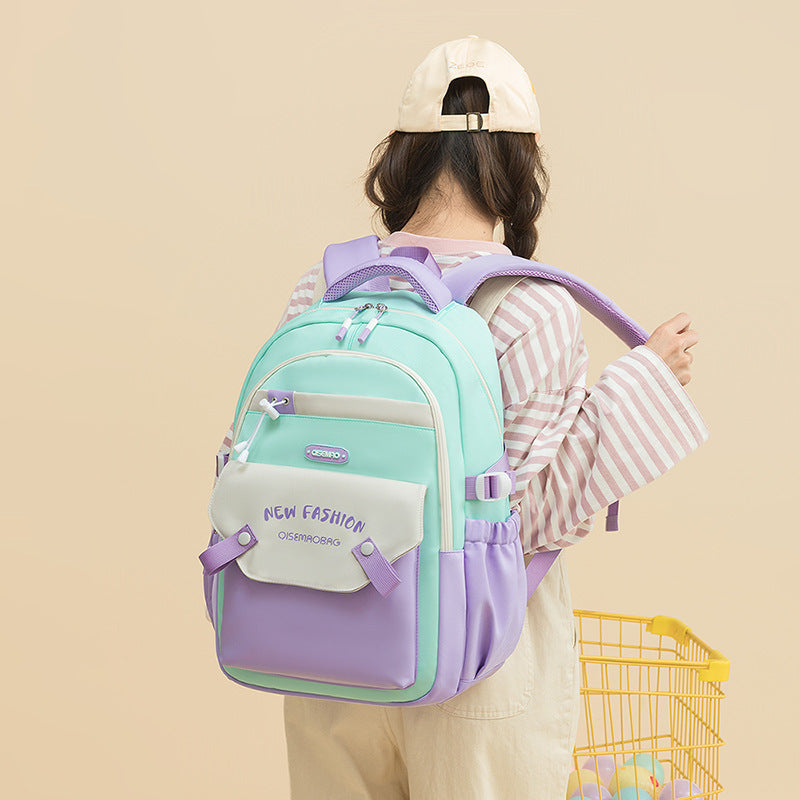New Student Schoolbag Colorful Contrast Color Schoolbag