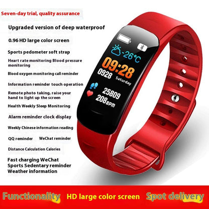 C1 Blood Pressure Heart Rate Waterproof Color Screen Bluetooth Pedometer Sports Watch