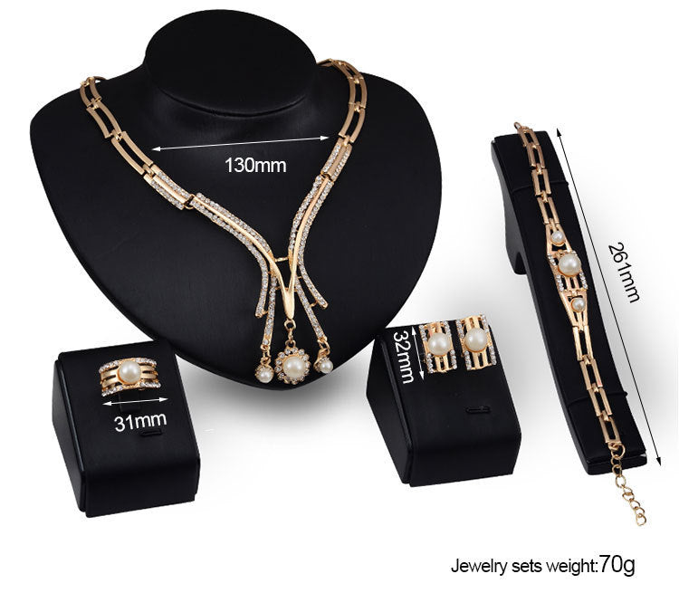 Personalized Fashion Jewelry Set Alloy Necklace Four-piece Set    (Available)