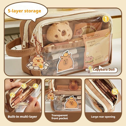 Capabala Large Capacity Transparent Stationery Pencil Case