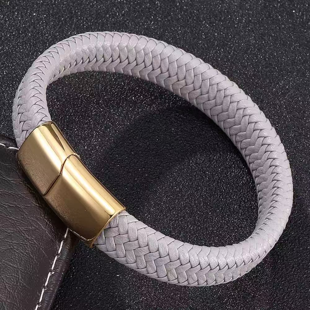 Men's Leather Magnetic Buckle Bracelet