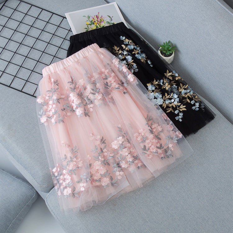 Girls Casual Mesh Floral Tutu Skirt (Available)