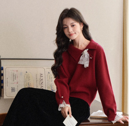 New Lace Long-sleeved Sweater For Women