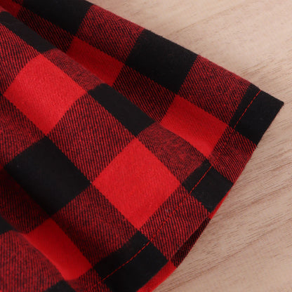 Red Children's Cotton Stitching Tartan Skirt