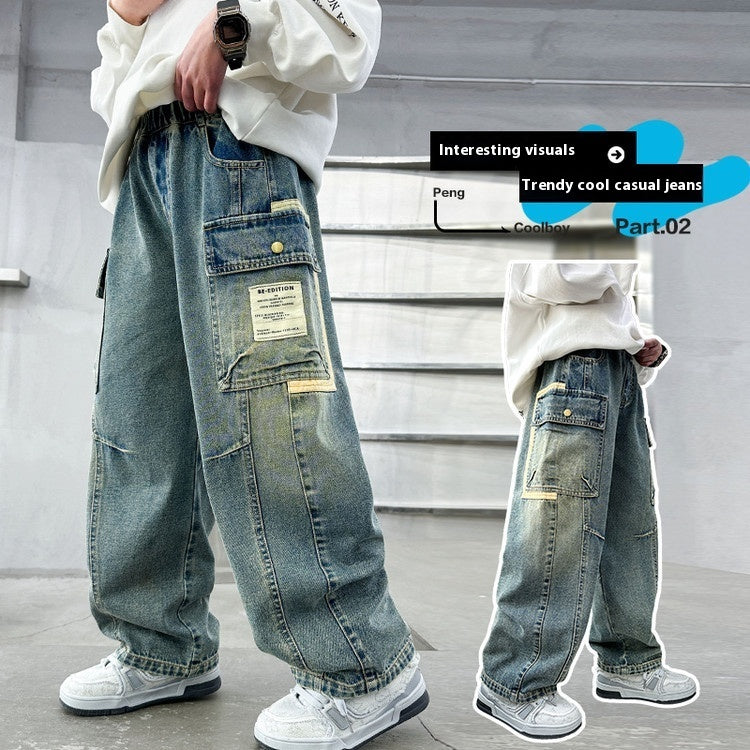 Children's Wear Boys Spring Clothing Pants Straight  (Available)