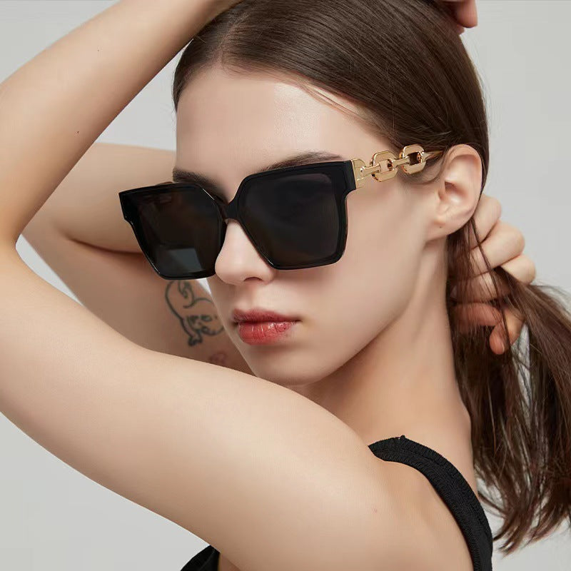 New Large Square Frame Men's And Women's Street Shot Fashion Sunglasses