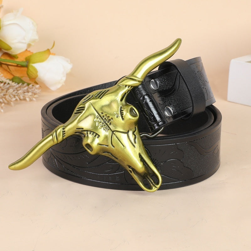 Belt Cow Head Buckle Men  (Available)