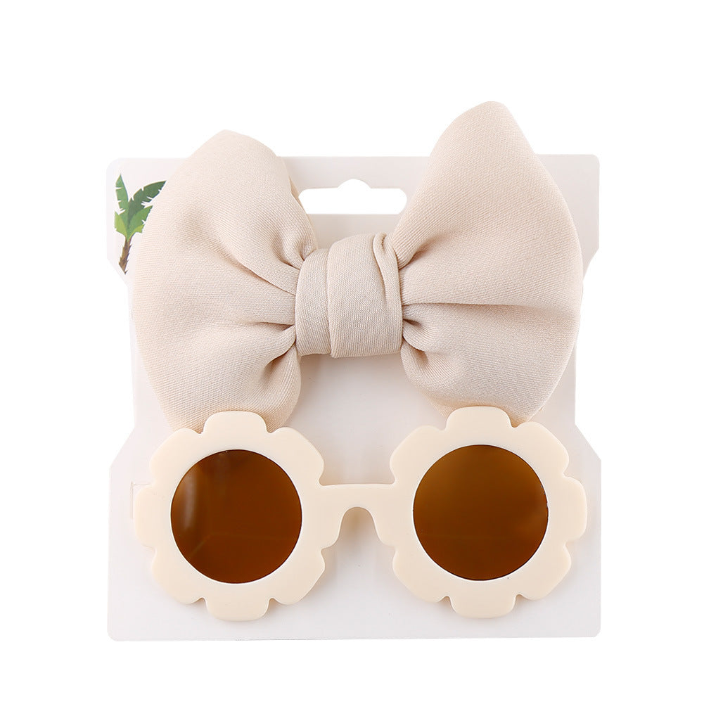 Children's Sunshade Sunglasses Bow Hair Band Two-piece Set (Available)