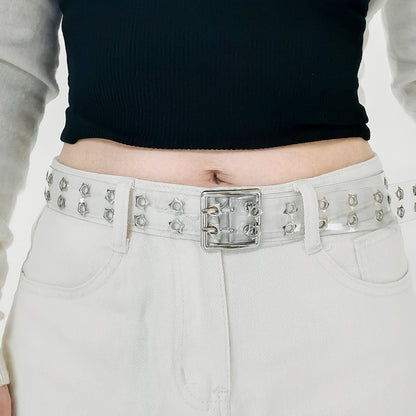 Men's And Women's Punk Style Perforated Belt Waist Chain Accessories Transparent Double Breasted Star Hollow Belt Denim Belt Trend Item