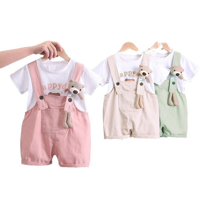 Summer Children Cotton T-shirt Suspender Suit (Available)