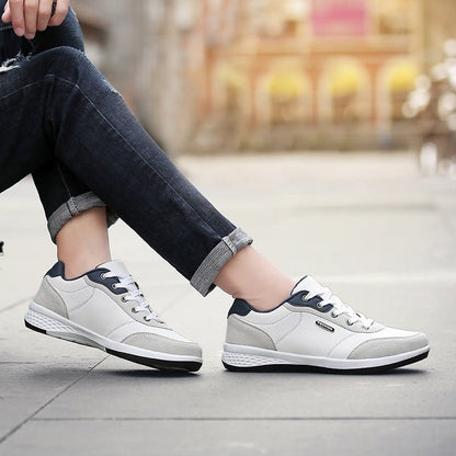 Fashion Light Sports Casual Men Shoes Autumn New Lace-Up Shoes Microfiber Leather Casual Shoes FLats Sneakers - Mom & Kids