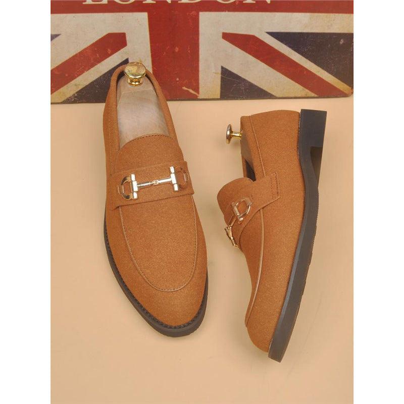 Leather Shoes Men's Casual Suede Shoes Fashion Korean Style Pointed Toe