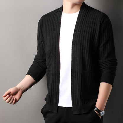 Lapel Drum Wave Men's Casual Solid Color Simple Top