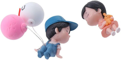 2pcs Cartoon Character Air Balloon Car Dashboard Decor, Resin Car Interior Ornament with Cute Couple Design, Perfect Gift for Couples and Friends, Car Accessory | Playful Design | Durable Plastic, Car Decorations