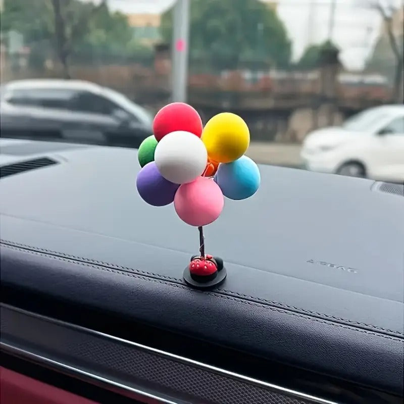 1pc of colorful clay balloon car dashboard decoration - with a cute cartoon design, perfectly suitable as an interior accessory for new cars. (Available)