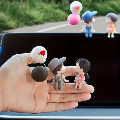 2pcs Cartoon Character Air Balloon Car Dashboard Decor, Resin Car Interior Ornament with Cute Couple Design, Perfect Gift for Couples and Friends, Car Accessory | Playful Design | Durable Plastic, Car Decorations