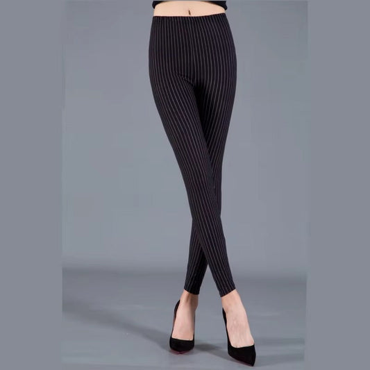 Women Plaid Leggings Fashion Print Fitness Houndstooth Floral Stripe Dot Leopard Pure Black Pants High Waist Trousers (Available)