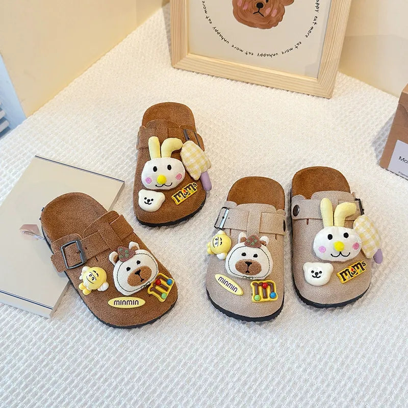 Cute bear plush Birkenstocks closed-toe slippers (Available)