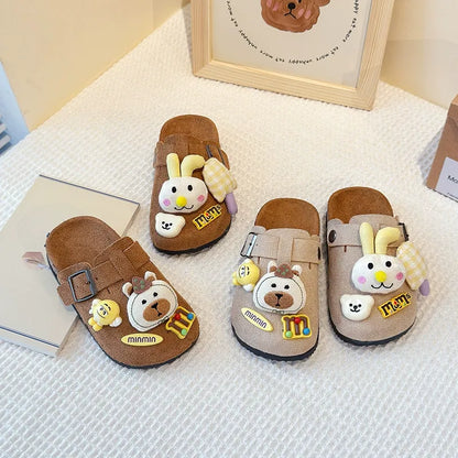 Cute bear plush Birkenstocks closed-toe slippers (Available)