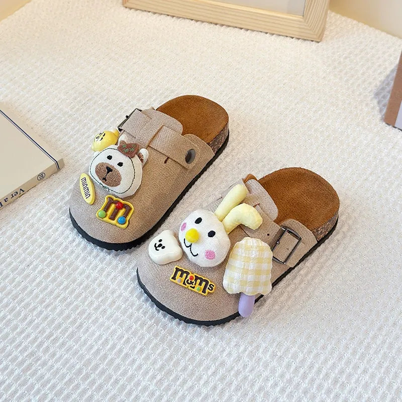 Cute bear plush Birkenstocks closed-toe slippers (Available)
