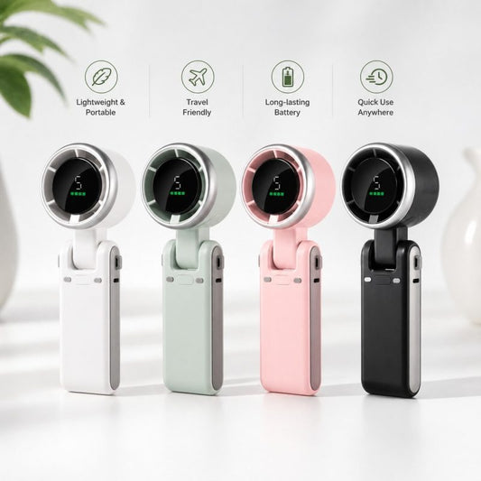 Premium High Speed Turbo Fan – Portable USB Handheld & Neck Hanging Folding Fan