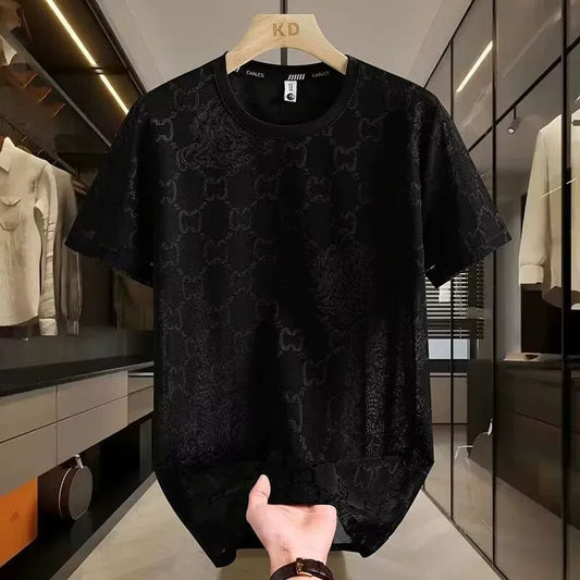 High-end ice silk ice feeling short-sleeved T-shirt men's new summer thin T-shirt trendy men's half-sleeved