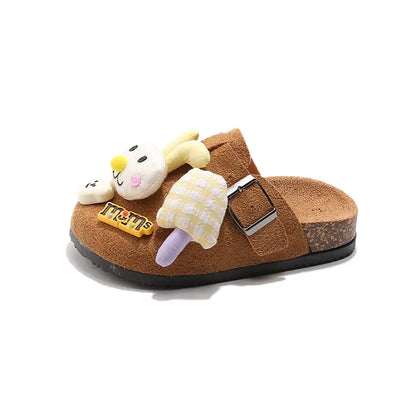 Cute bear plush Birkenstocks closed-toe slippers (Available)