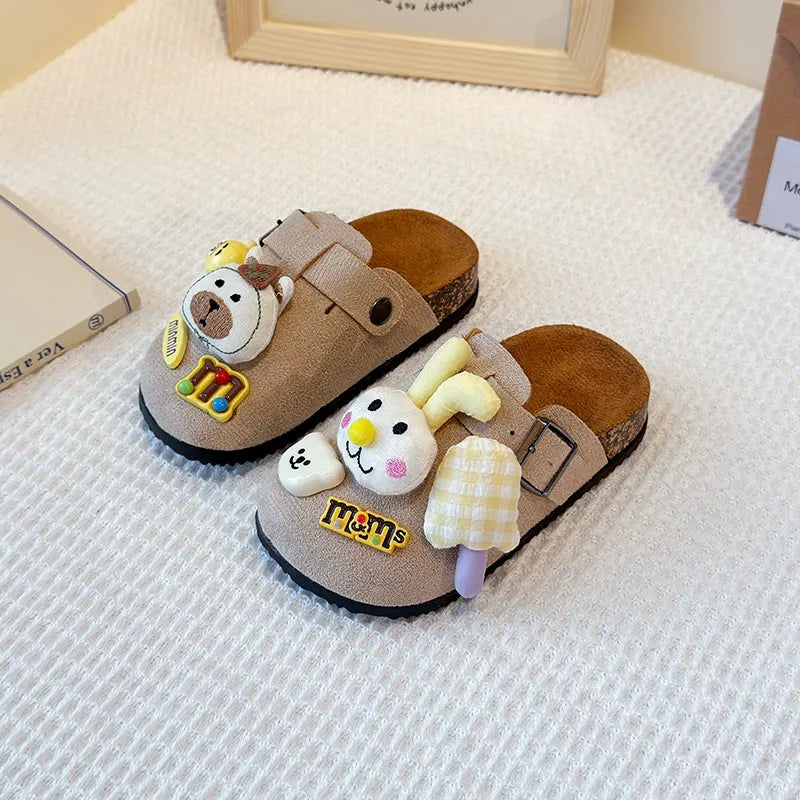 Cute bear plush Birkenstocks closed-toe slippers (Available)