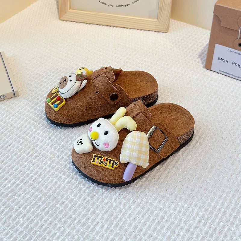 Cute bear plush Birkenstocks closed-toe slippers (Available)