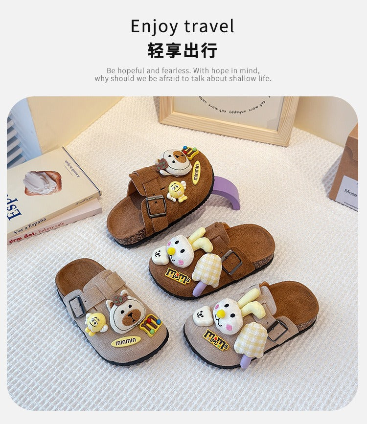 Cute bear plush Birkenstocks closed-toe slippers (Available)