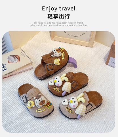 Cute bear plush Birkenstocks closed-toe slippers (Available)