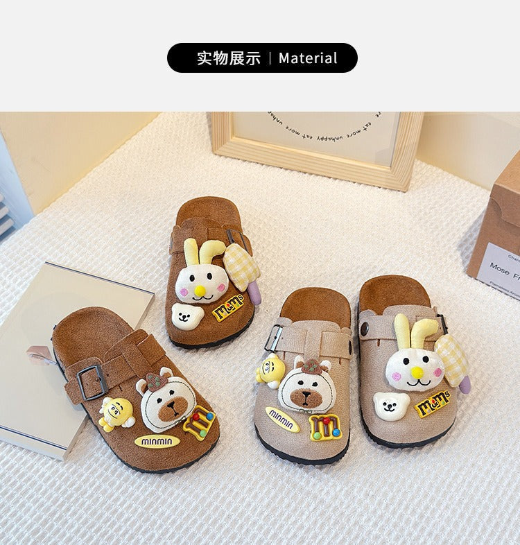 Cute bear plush Birkenstocks closed-toe slippers (Available)