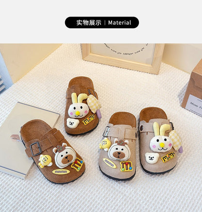 Cute bear plush Birkenstocks closed-toe slippers (Available)