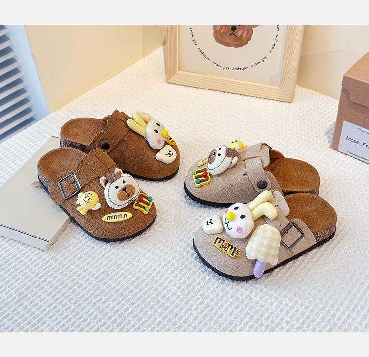 Cute bear plush Birkenstocks closed-toe slippers (Available)