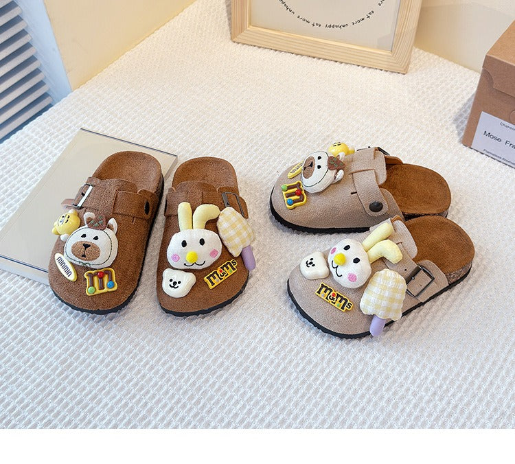 Cute bear plush Birkenstocks closed-toe slippers (Available)