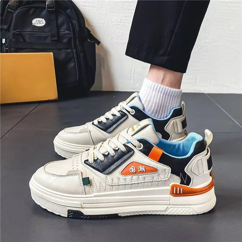 Spring New Men's Breathable Casual Board Shoes White Sports Design Joker Printed Wear-Resistant for Students National Tide