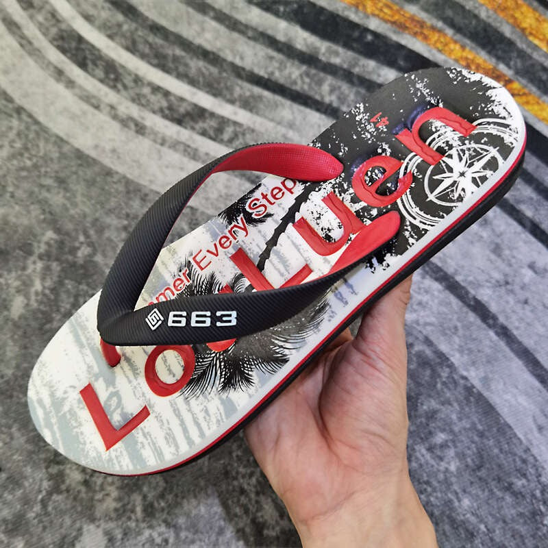 Herringbone Rubber Anti slip Clamp Feet Sandals, Beach Slippers for Outer Wear, Men's Summer