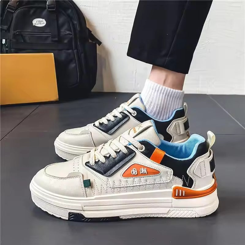 Spring New Men's Breathable Casual Board Shoes White Sports Design Joker Printed Wear-Resistant for Students National Tide