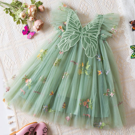Korean Flower Embroidery Girls' Chiffon Skirt (Available) - Mom & Kids