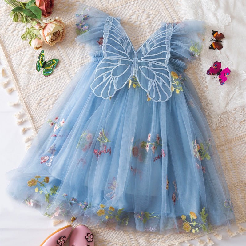 Korean Flower Embroidery Girls' Chiffon Skirt (Available) - Mom & Kids