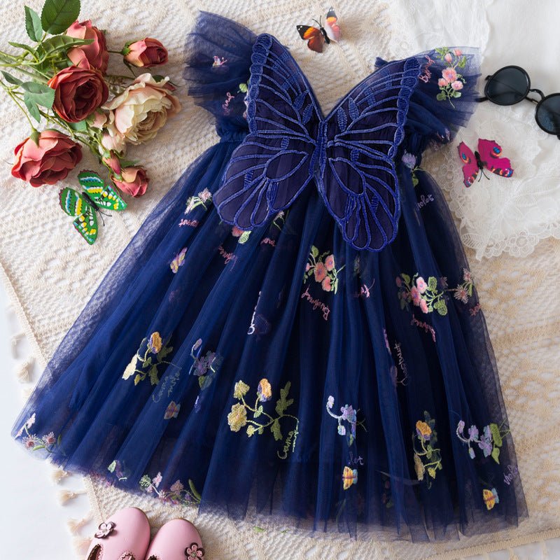 Korean Flower Embroidery Girls' Chiffon Skirt (Available) - Mom & Kids