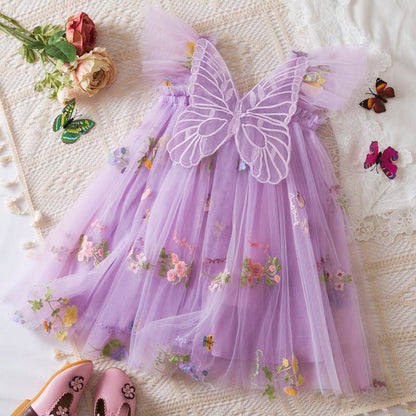 Korean Flower Embroidery Girls' Chiffon Skirt (Available) - Mom & Kids