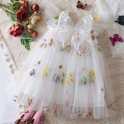Korean Flower Embroidery Girls' Chiffon Skirt (Available) - Mom & Kids