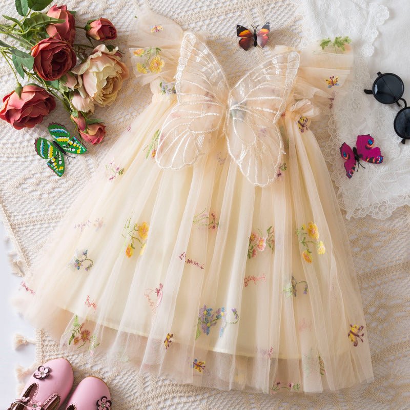 Korean Flower Embroidery Girls' Chiffon Skirt (Available) - Mom & Kids
