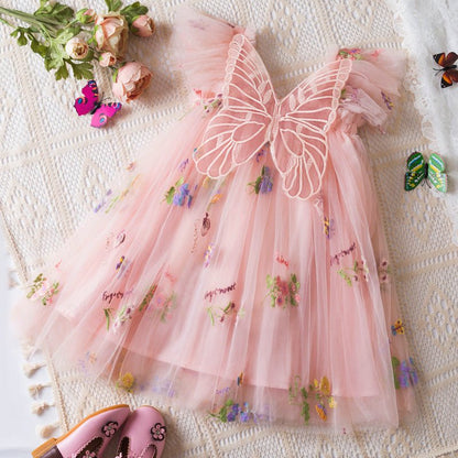 Korean Flower Embroidery Girls' Chiffon Skirt (Available) - Mom & Kids