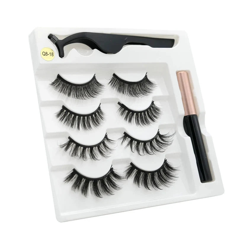 Magnetic eyelashes kit with reusable 3D false lashes and magnetic eyeliner pen for natural eye makeup
