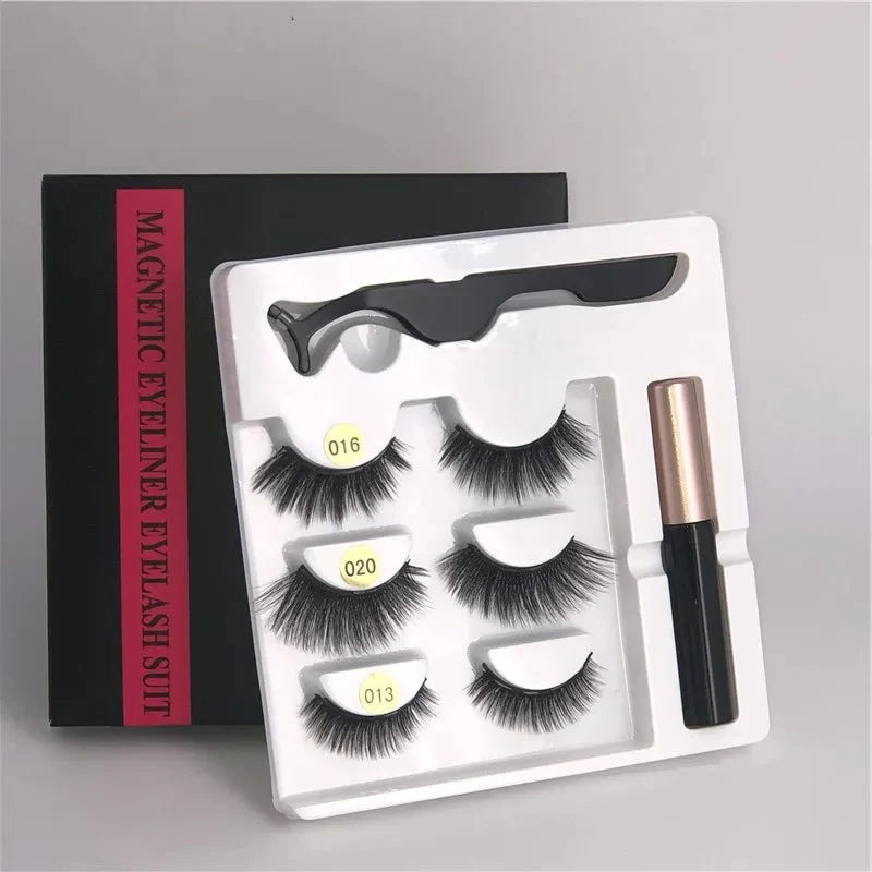 Magnetic eyelashes kit with reusable 3D false lashes and magnetic eyeliner pen for natural eye makeup