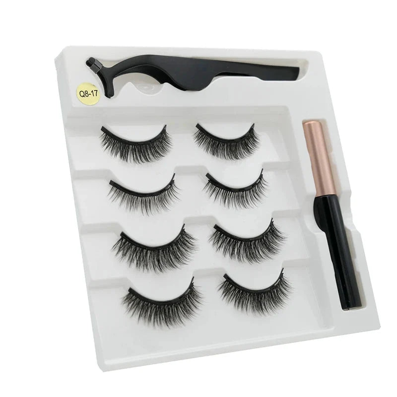 Magnetic eyelashes kit with reusable 3D false lashes and magnetic eyeliner pen for natural eye makeup